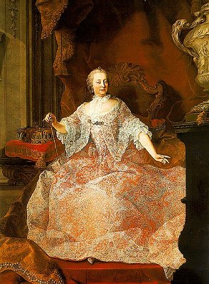 This portrait of the Empress Maria Theresa was on view in the reception salon. In the picture, she is wearing Flemish lace made by Ghent orphans.